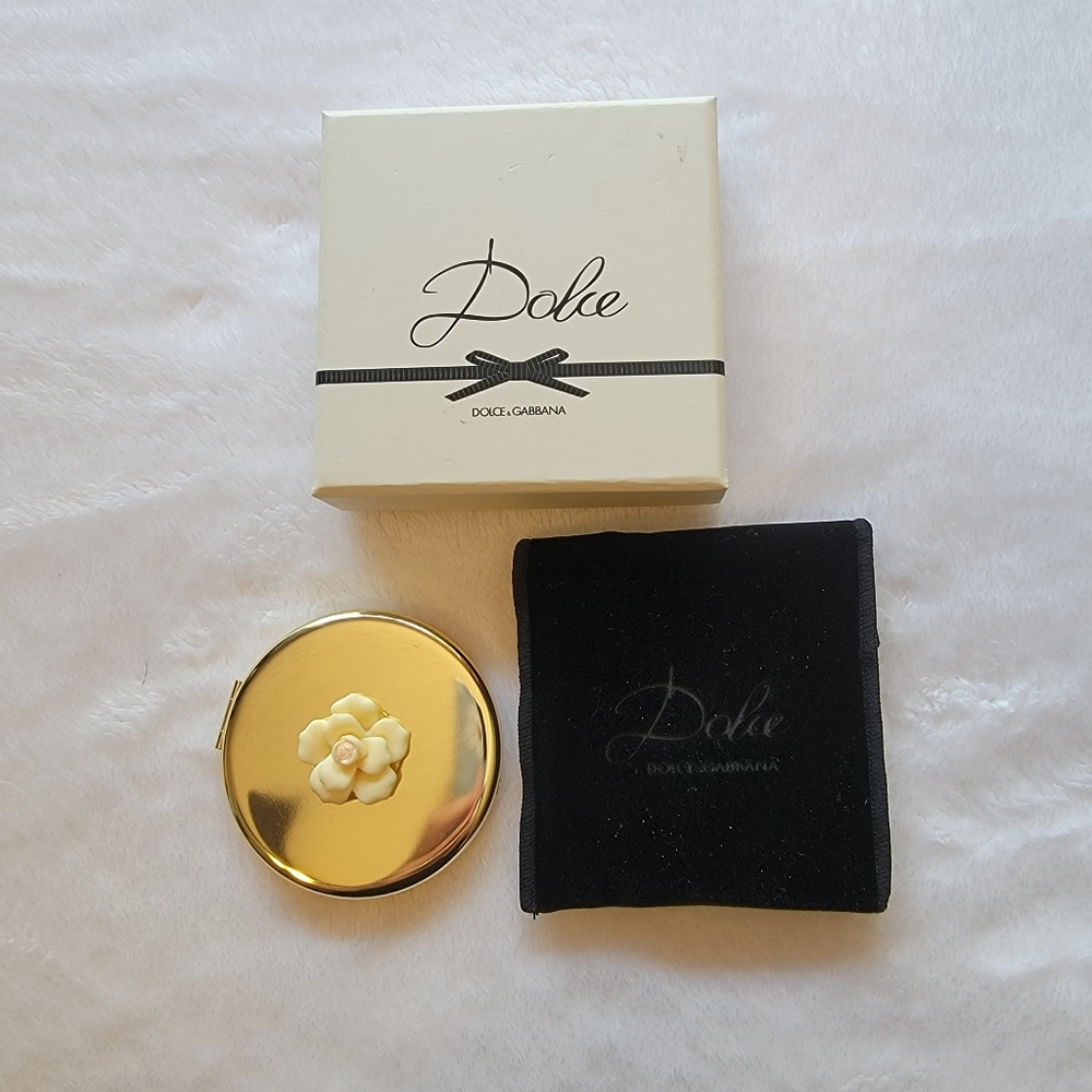 Dolce and Gabbana Cream Flower Magnifying Mirror Collectible